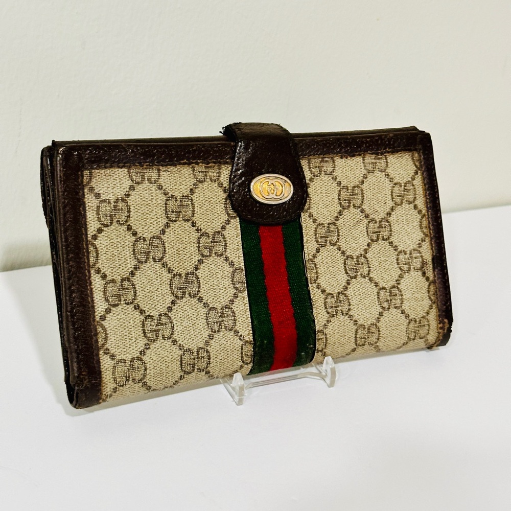 Gucci Beige and Brown Wallet with Red and Green Stripe - Picture 2 of 15